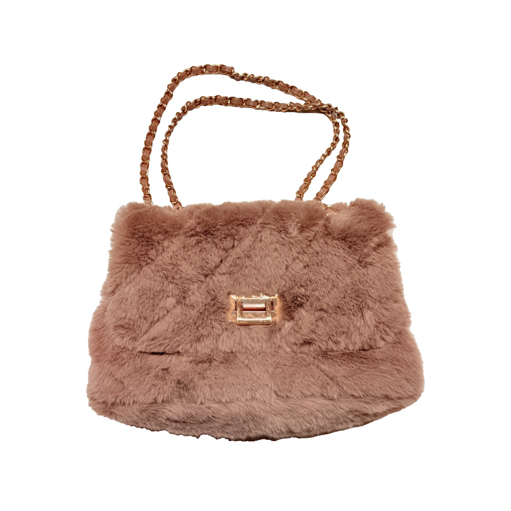 Aldo Faux Fur Gray Crossbody Bag